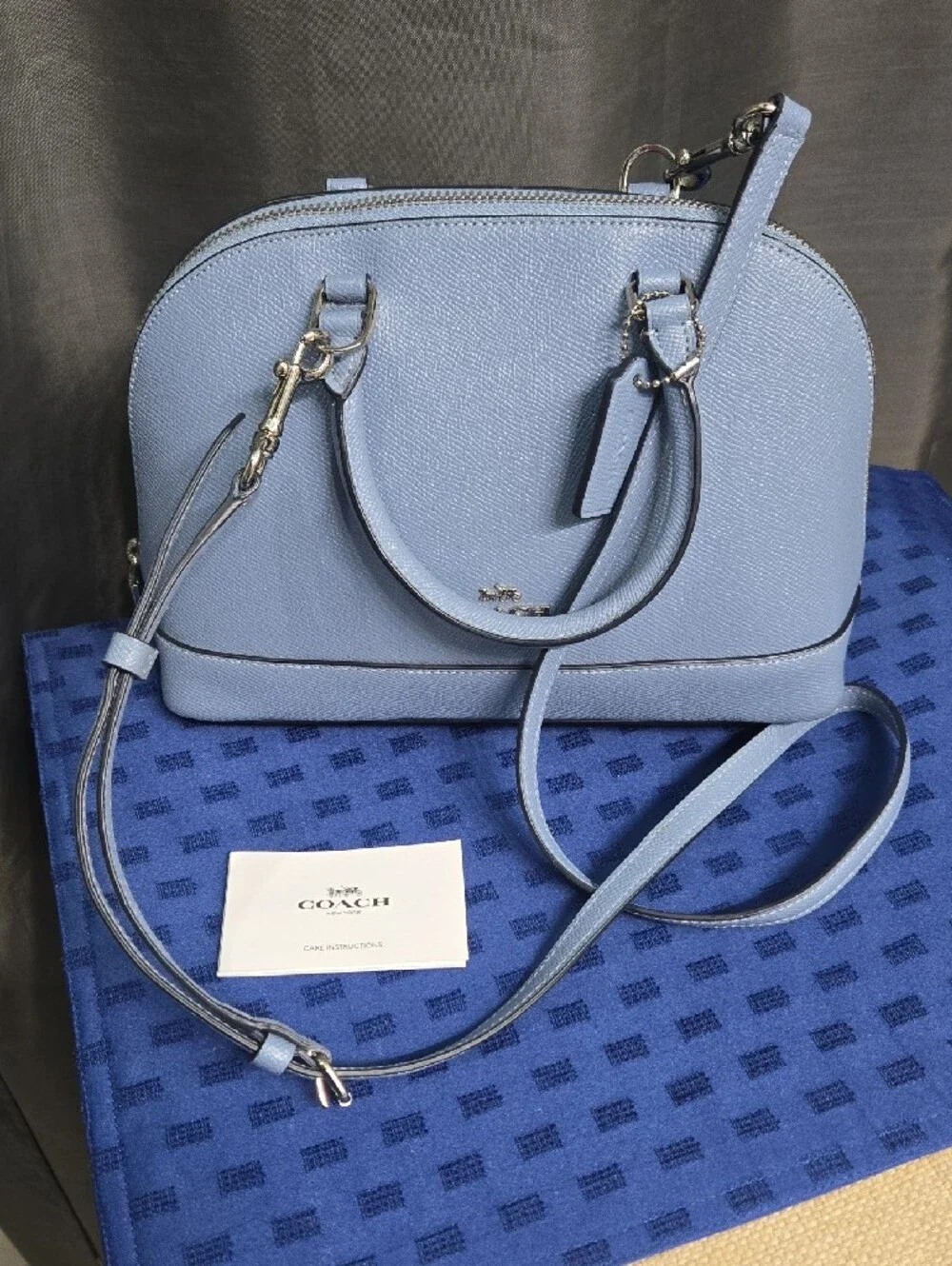 Coach Slate Blue Dome Satchel with Silver Hardware